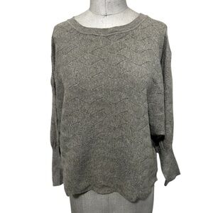 Cupio Gray Sweater Dolman Sleeves Wave Knit Design 1X (14/16)